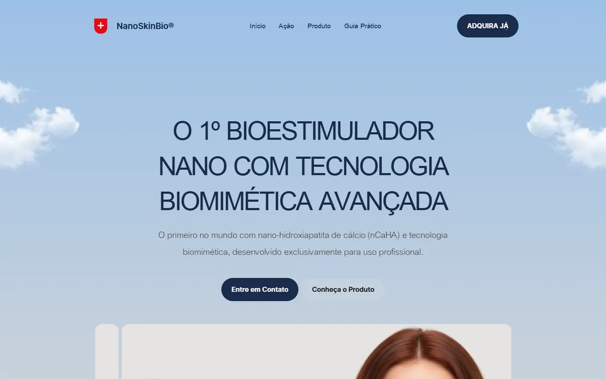 NanoSkinBio website on desktop